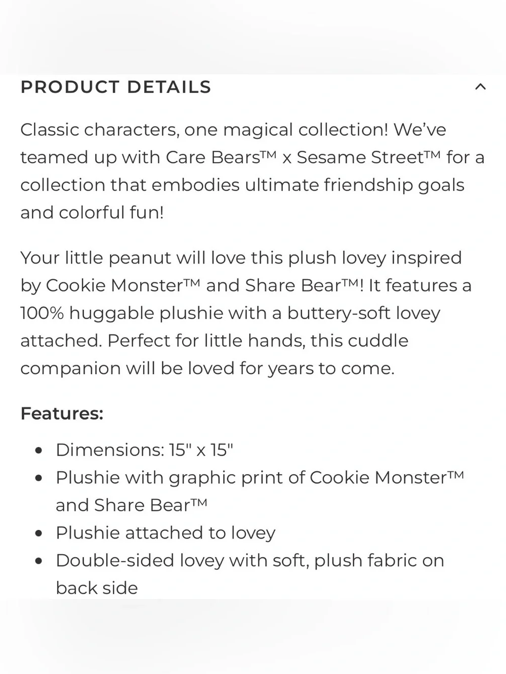 Posh Peanut Blue Cookie Monster & Care Bear Lovey